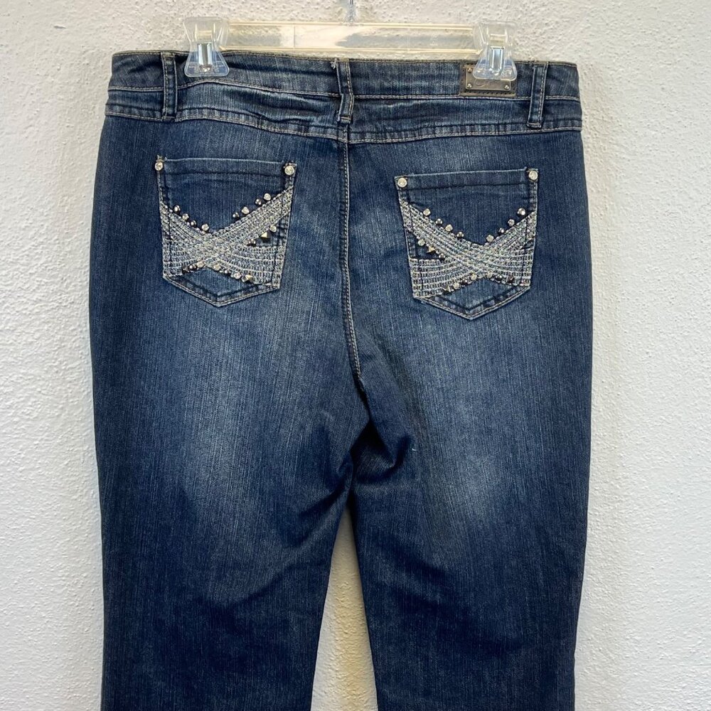 Earl Jean Women's Embellished Embroidered Slim Bootcut Jeans - Size 12P - Picture 6 of 7